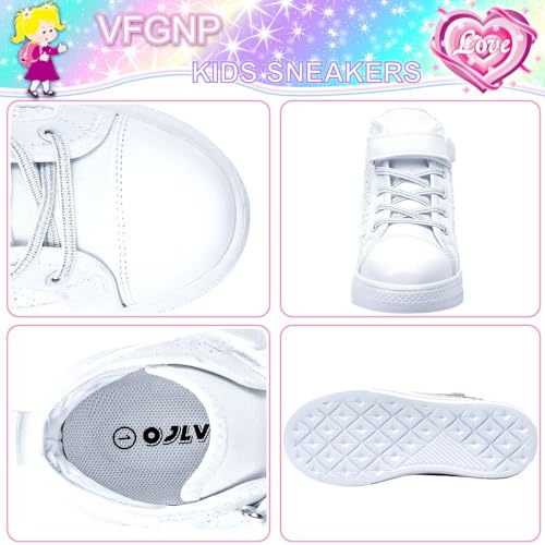 Sneakers for Girls, Kids Cute Fashion High Top Casual Canvas Sequin Shoes-(Pk/Pur/Bla/WHI)4