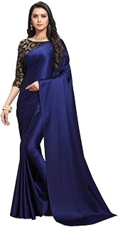Women's Brocade Satin Saree With Unstiched Blouse Piece