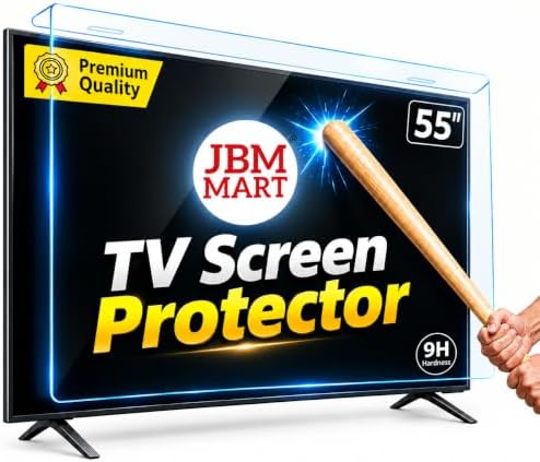 JBM MART® 55 Inch TV Screen Protector - Tempered Glass Guard, 9H Hardness, Scratch resistance, Crystal Clear | 3 mm Thickness