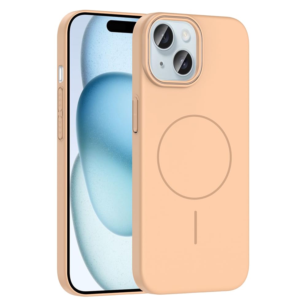Zore Apple için uyumlu iPhone 15 Kılıf M-safe Şarj Özellikli Zore Ruby Sert Kapak Desert Titanyum