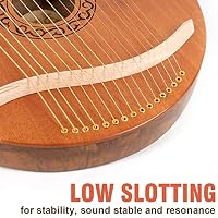 Lyre Harp, AKLOT 16 Metal Strings Mahogany Body Lyra Harp with Maple Saddle Carved Note Tuning Wrench Pickup Strings and Black Gig Bag — image 6
