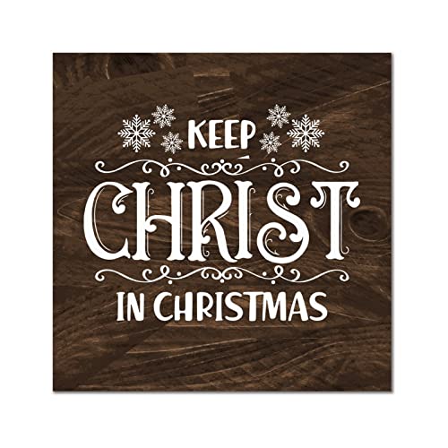 Plaque Keep Christ in Christmas bois murale rétro déco entrée