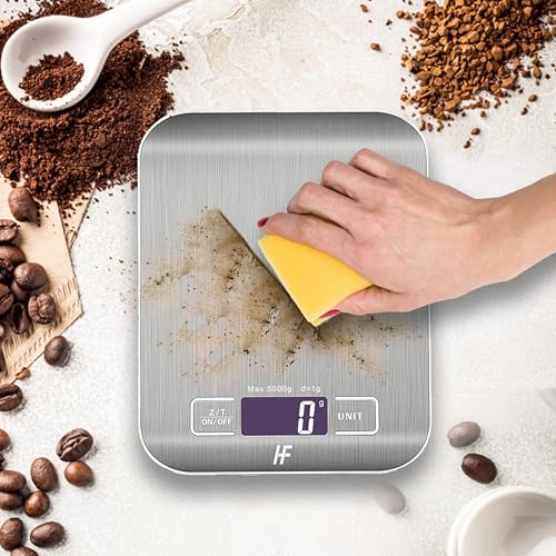 Miniatura 8 de Homefashion Bascula Cocina Balanza Cocina Peso De Cocina Digital Báscula Con Pantalla Lcd, Acero Inoxidable, Balanza De Alimentos Multifuncional 5 Kg 11 Lbs