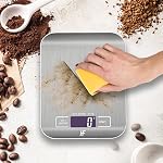 HomeFashion bascula cocina balanza cocina peso de cocina digital Báscula con Pantalla LCD, Acero Inoxidable, Balanza de Alimentos Multifuncional 5 kg/11 lbs
