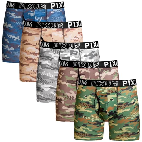 PIXUM Mens Underwear Boxer Briefs Soft Comfort Boxers Moisture-Wicking Breathable Underwear for Men Camouflage