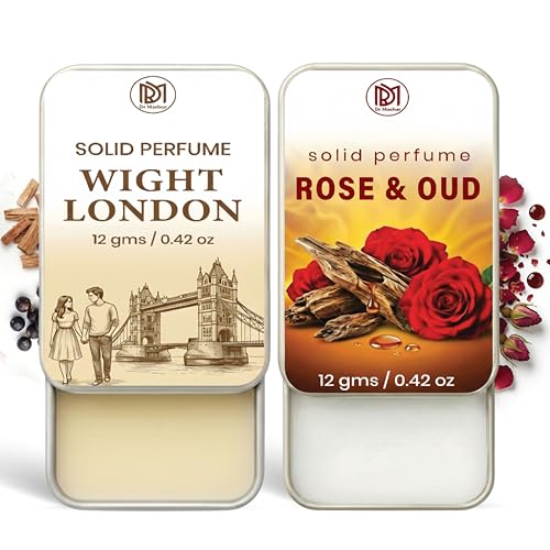 Image of Dr.Mashur Solid Perfume |wight london&Rose & Oud Alcohol Free Wax Perfume Balm, Long Lasting | Pocket Tin 12g, Pack Of 2| Non Greasy Smooth Glide, Travel Friendly Unisex Gifts He Or Her