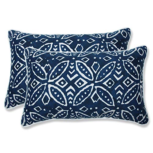 Pillow Perfect Outdoor/Indoor Merida Indigo Lumbar Pillows, 2 Count (Pack Of 1), Blue #TOP16