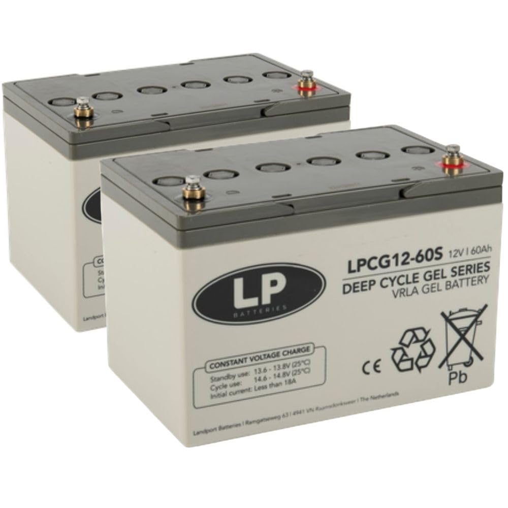Batería de gel de plomo 2 x 12 V 60 Ah compatible con silla de ruedas E-Mobil Seniorenmobil etc.