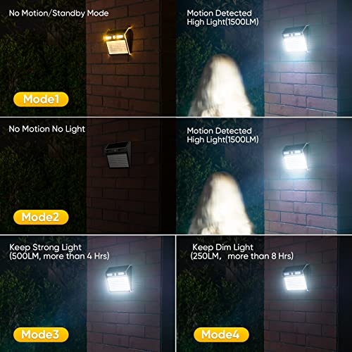 Roshwey 112 Led Solar Outdoor Lights, Stainless Steel Solar Motion Sensor Lights, Waterproof Solar Security Lights Outdoor, 4 Lighting Modes Solar Wall Light For Front Door, Garage, Backyard (2 Pack) #TOP3