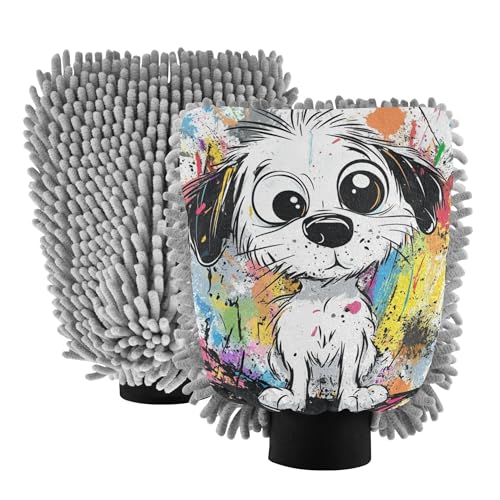 Guanto da bagno in microfibra per cani, confezione da 2 guanti per lavaggio auto, antigraffio, per la pulizia dell'auto