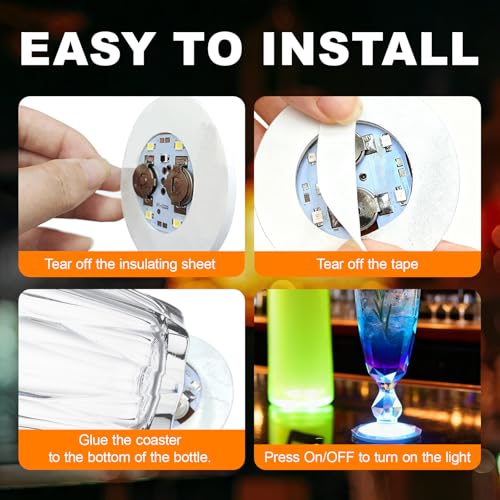 200Pcs LED Coasters for Dirnks,10 Colors Light Up Coasters Led Coaster Lights for Wine Bottles,Cocktail,Bar,Party,Wedding Decor by LittleVoleSherry - Image 4
