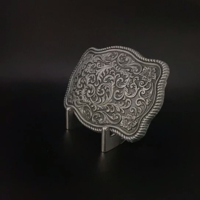 Boucle De Ceinture Western Vintage – Motif Floral Avec Compartiment Secret