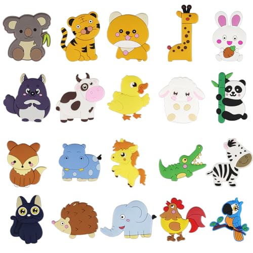 Magnete Kinder für Magnettafel, 20 Stück Tiere Kühlschrank Magnete, Niedliche kühlschrankmagnete zur Frühförderung und Deko, Magnetspielzeug für Magnettafel & Kühlschrank