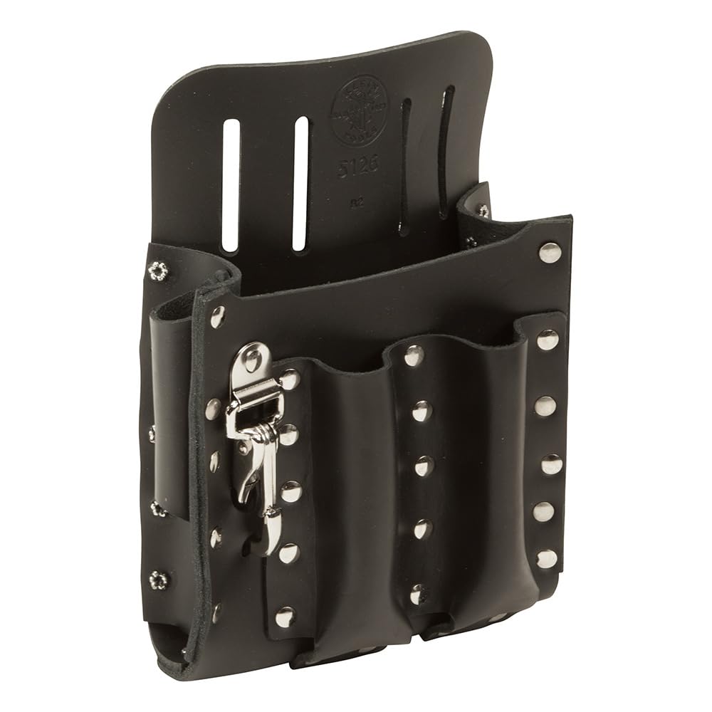 Klein Tools 5126 Leather Tool Pouch with Knife Snap, 5-Pocket