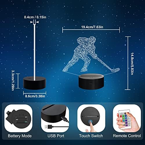 Hockey Player 3D Night Lights for Kids, 16 LED Color Changing Touch Table Desk Lamps Lighting Cool Toys Gifts Birthday Xmas Decoration for Boys Sports Ice Hockey Fans 7 511PT4OGsNL. AC