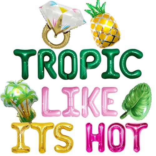 Tropic Like Its Hot Balloons Tropical Island Bachelorette Party Decorations Summer Beach Flamingo Pineapple Balloon Hawaiian Luau Birthday Party Supplies