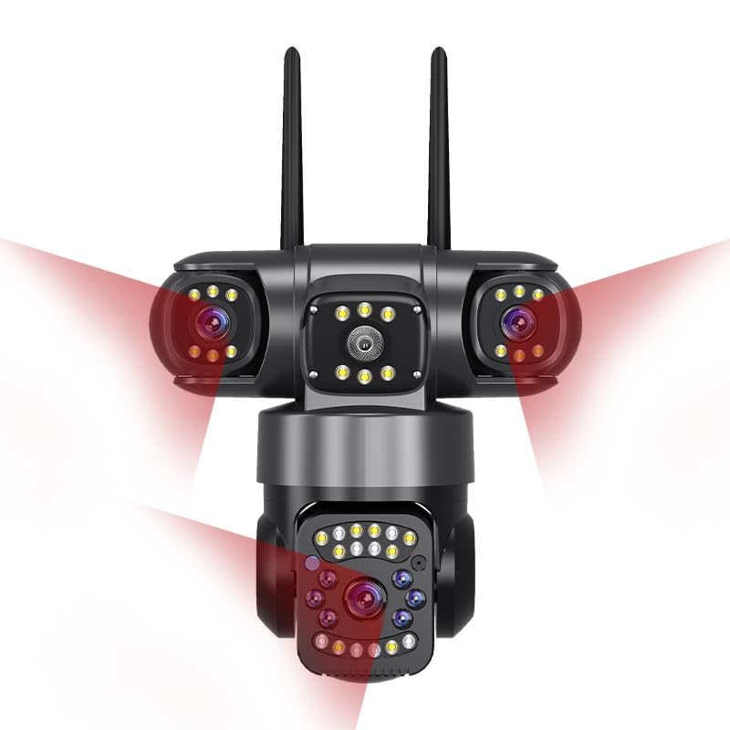 Image of TP PLUS 3MP Full HD Smart Wi-Fi CCTV Home Security Camera 360 with Pan Tilt Bulb Camera View & Talk 128GB SD Card (New Dual Lens PTZ) (4 Lens PTZ Camera)