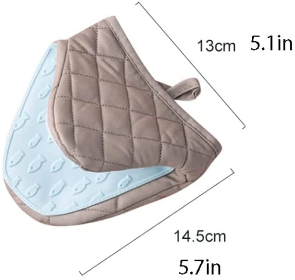 Gants de Cuisine Isolation Thermique en Silicone Épaissie Résistante À La Chaleur Et Aux Hautes Températures Et À L'échaudage Adaptée Au Micro-Ondes, 2 Pièces Manique(Blue)