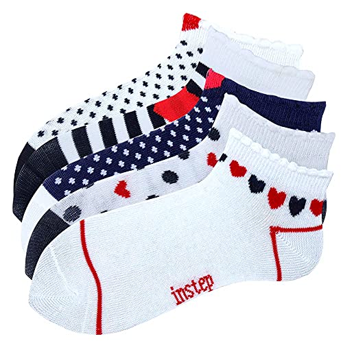 Instep: Baby Socks for Boys & Girls Kids Soft Special Design Low cut / Ankle length Pure Cotton Socks | Fancy Picot Design | Heart Design Socks |Multi color | Maximum Grip | Pack of 5 Pairs