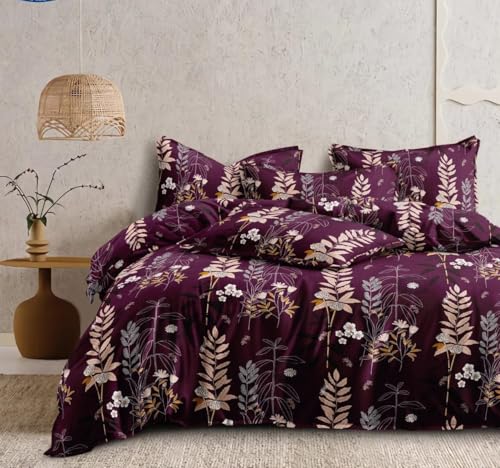 Image of 1 Reversible Comforter Super King Size 108 x 108 Both Side Same Print 1 Bedsheet King Size 108 * 108 inches and 2 Pillow Cover 4 Pieces Bedding Set | AC Quilt | AC Dohar-Multicolor