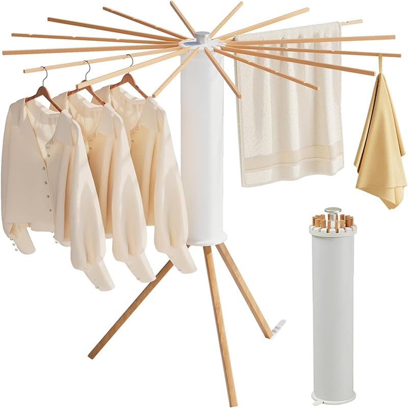 SUMFGO Foldable Clothes Drying Rack Portable Space-Saving Garment Laundry Drying Rack for Floor Balcony Bedroom & Household(16 Rods)