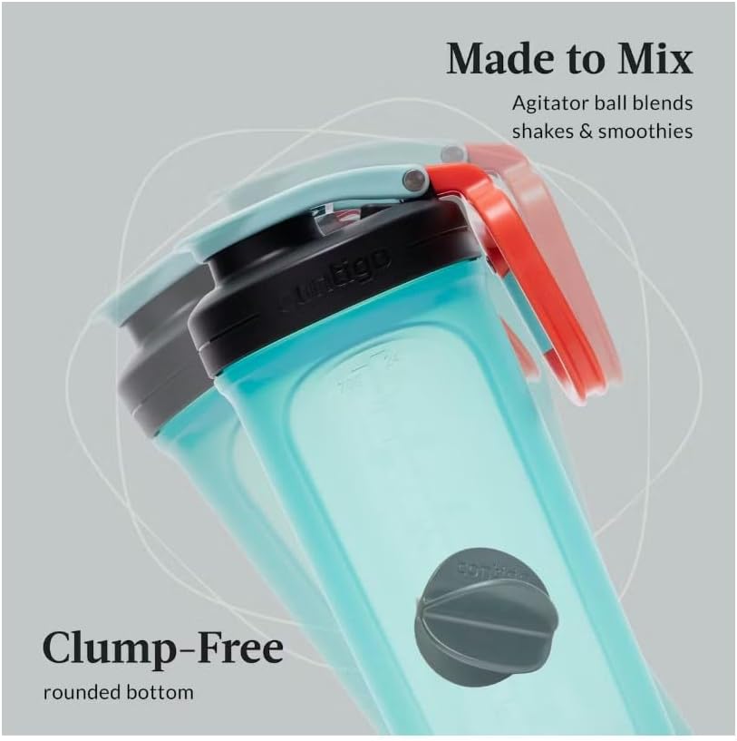 28 oz Fit Shake & Go 2.0 Plastic Shaker Mixer Bottle with Leakproof Lid and Carabiner Handle