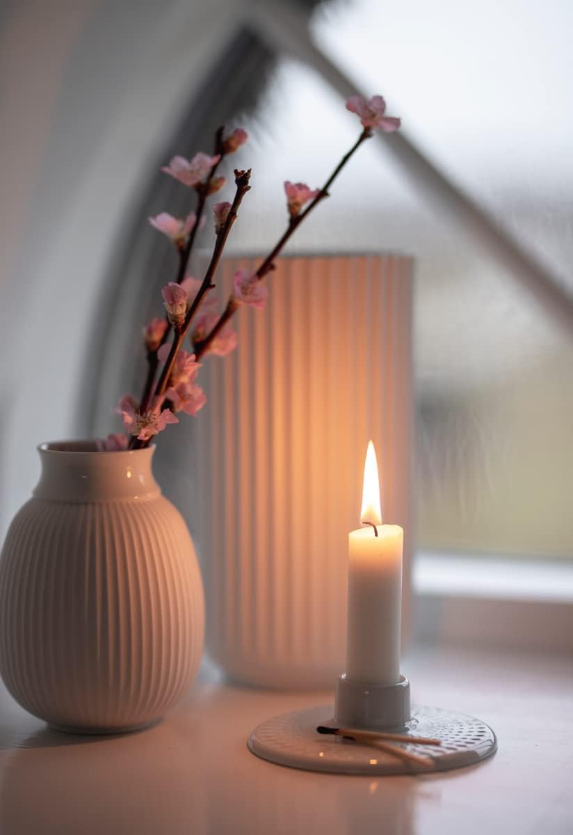 Rosendahl Lyngby Vase, 9.8" H, White Porcelain, Gift-Ready Fluted Design Landmark