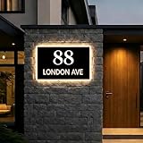 Custom LED House Number Sign for Outside, Modern Lighted Address Sign for House (Solar or 12V Options), Personalized 3D Stainless Steel Backlit Plate, Waterproof Outdoor Plaque for Yard Garage Shop