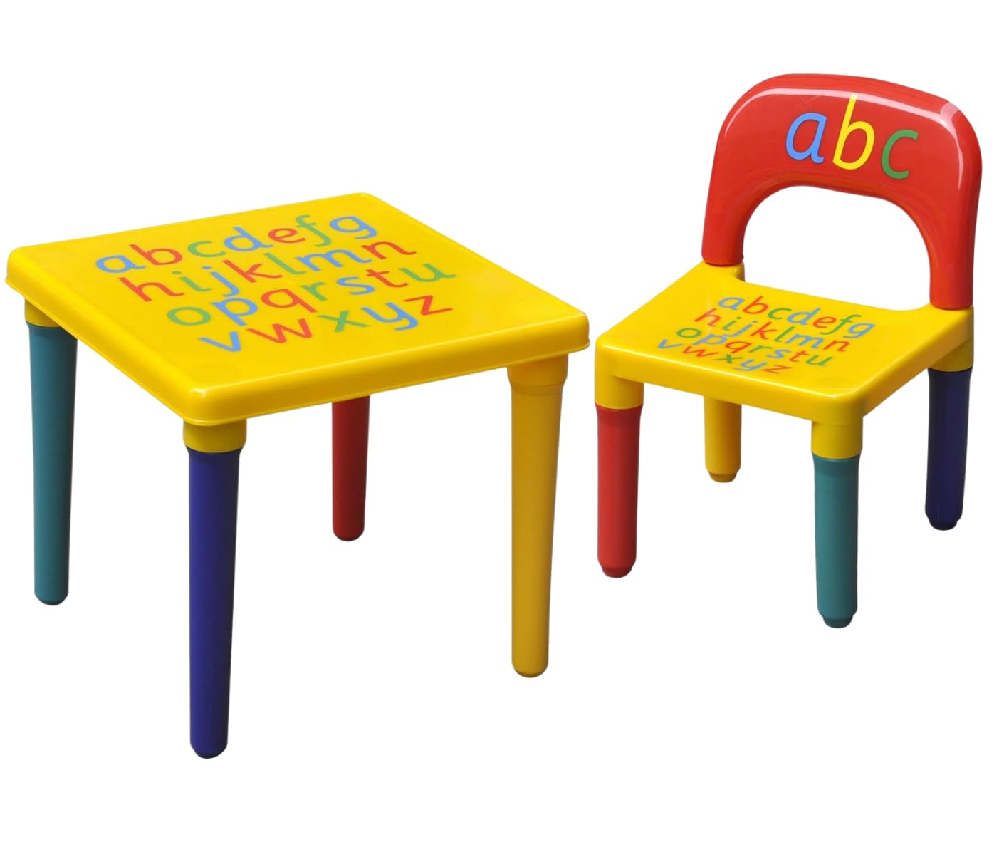 Trendi ABC Alphabet Plastic Table & Chair Set - Vibrant, Durable Kids Furniture for Learning & Play | Toddlers | Multi-Color Plastic Furniture for Kids UK (Yellow & Red)