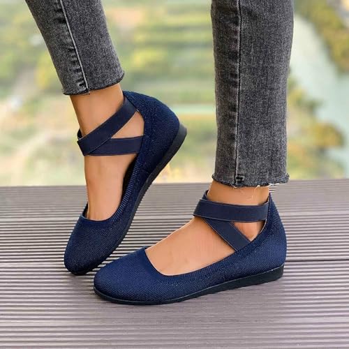 Women's Casual Ballet with Elastic Straps Comfortable Round Toe Slip On Shoes for Daily Wear Dressy Outfits3