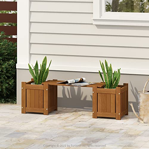Furinno Tioman Hardwood Mini Outdoor Planter Box with Bench for Garden Plant by Furinno - Image 3