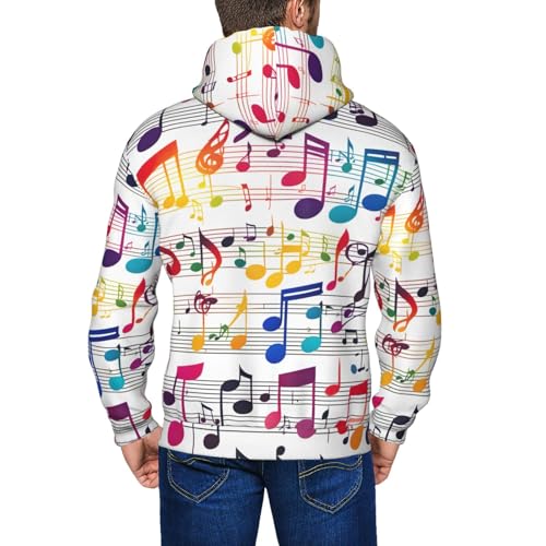 Sweat à capuche homme notes de musique pull chaud extensible contre le froid
