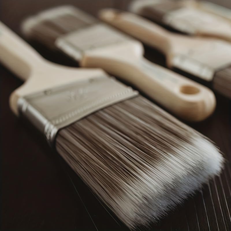 Chip Paint Brushes,5-Piece Natural Bristle Paint Brush,Flat & Angle Brushes for Latex and Oil Paints, Stains, Interior & Exterior Home Improvement,Chip Paint Brushes for Pain — view 4