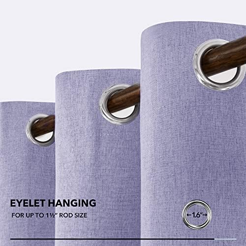Deconovo Full Blackout Curtains Faux Linen Thermal Insulated Curtains Eyelet Curtains Noise Reduction Curtains for Bedroom Purple W46 x L54 One Pair