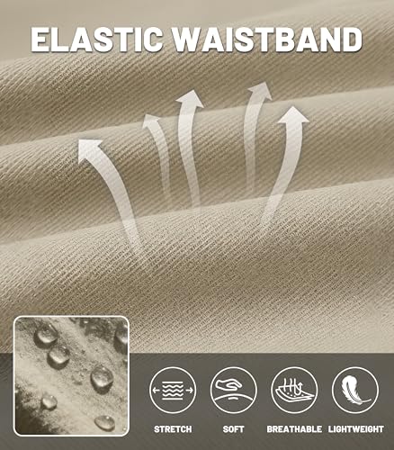MAGNIVIT Mens Lightweight Golf Casual Shorts Quick Dry Classic-Fit Daily Wear Walking Summer Beach Drawstring Elastic Waist with Pockets Khaki 34