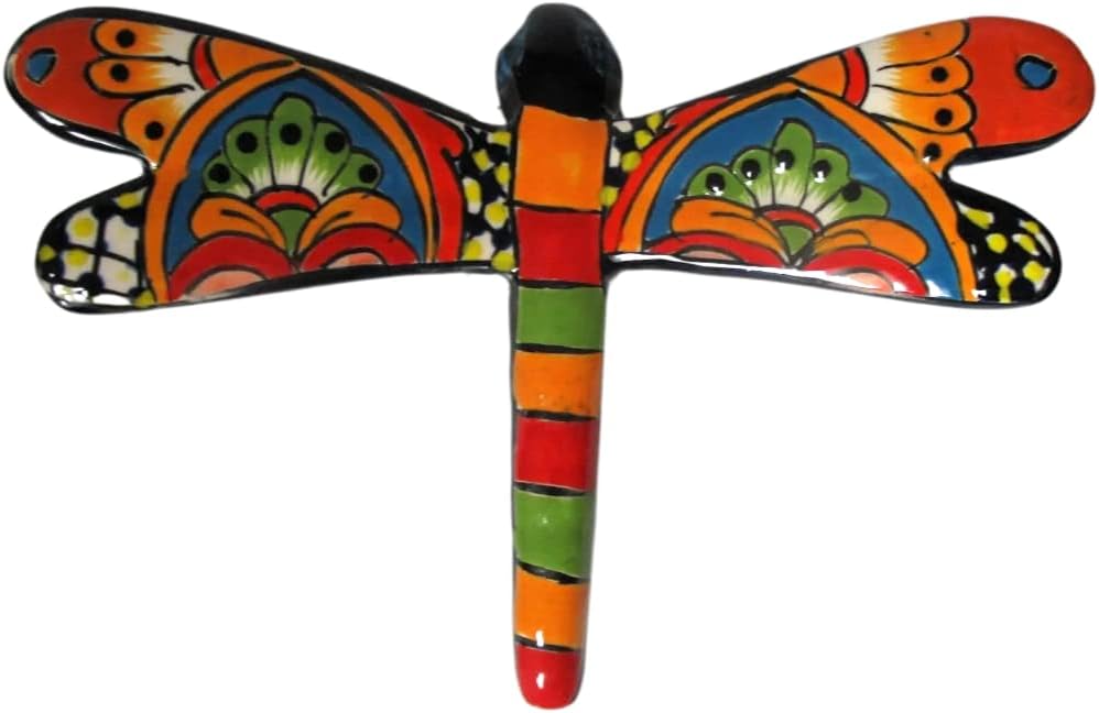Wall Dragonfly Hand Painted Indoor Outdoor Multi Colored Figure Glazed