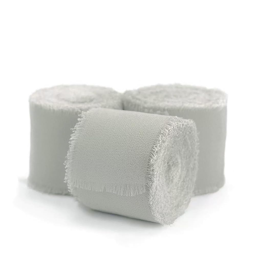 Photo 1 of 3 Rolls Gray Terracotta Chiffon Ribbon, 1.5 Inch x 5.5 Yard Each