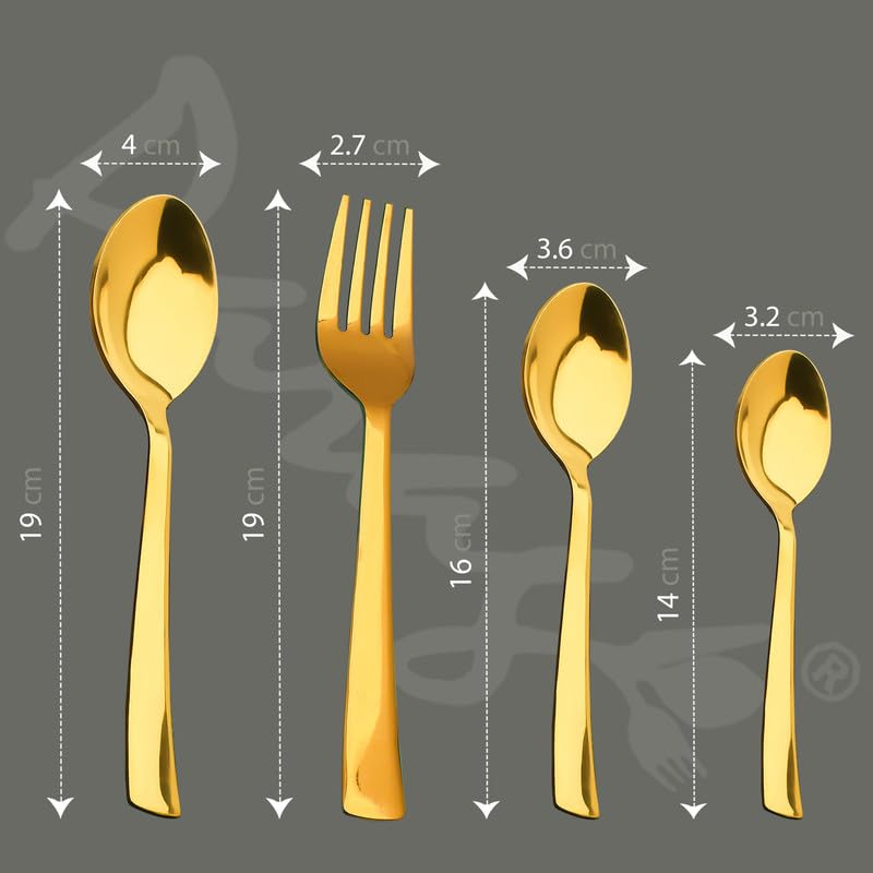 Parage 24 Pieces Premium Stainless Steel Golden Cutlery Set, Home & Kitchen with Gift Box, PVD Gold (6 Pieces Each Table Spoons, Table Forks, Dinner Spoons & Tea Spoons) with Leatherite Box offers donot miss 2 Parage 24 Pieces Premium Stainless Steel Golden Cutlery Set, Home & Kitchen with Gift Box, PVD Gold (6 Pieces Each Table Spoons, Table Forks, Dinner Spoons & Tea Spoons) with Leatherite Box offers donot miss