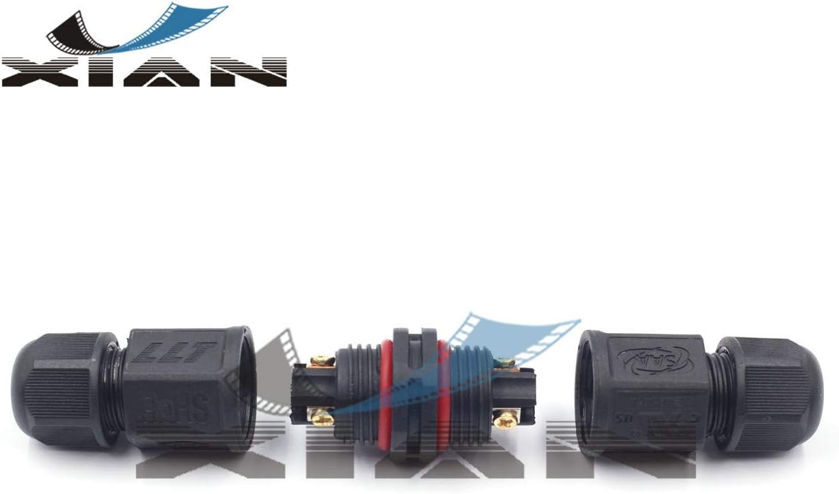 Y'XIAN LLT L20 3Pin Outdoor Wire Connector IP67 Waterproof Junction Box External Sleeve Coupler Ø 5-9mm Cable Range