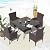Kurapika 5-Piece Patio Furniture Outdoor Dining Set, Wicker Rattan Patio Dining Table and Chairs Set, Square Tempered Glass Tabletop with Umbrella Hole and 4 Chair Set, Grey