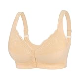 Cotton Whisper Women's Full Coverage Wireless Lace Front Closure Bra Skin Color 34C
