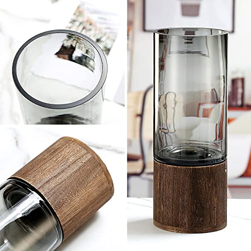 Glazen Vaas Grijze Vaas Voor Pampas Gras Bloemen Gedroogde Bloemen, Glazen Bloemenvaas Moderne Glazen Flessen Voor Tafeldecoratie Bruiloft Evenementen Tulpenvaas Keuken Kantoor Woonkamer (Small) - Afbeelding 8