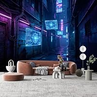 Mural de pared de tamaño personalizado, futurista cyberpunk