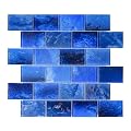 CASAPALACE Glass Mosaic Tiles Backsplash, 5-Sheet Subway Backsplash Glass Tiles for Kitchen Bathroom Swimming Pool Shower Wall (Dark Blue, 4.71 SQ.FT)