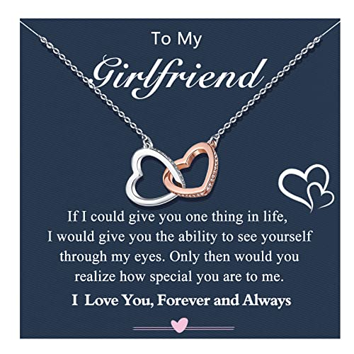 Love Heart Necklace for Girlfriend, Valentines Day Gifts for Girlfriend Her Romantic Women, Birthday Cute Gifts for Girlfriend from Boyfriend