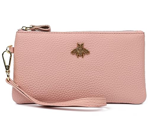 Image of imeetu Wristlet Wallets for Women, Wristlet Clutch Purse, Phone Wallet | Genuine Leathe Wallet Women, Lightweight Water-resistant Long Wallet with Wrist Strap, Zip Coin Pocket, Gift Box, Bee Decor