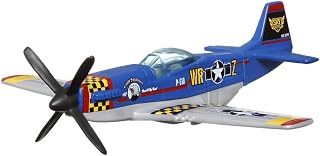 Collectible Die-Cast Metal Sky Busters Inspired by North American P-51 Mustang Airplane - HLH99 ~ Blue, Silver and Yellow Single Seater Fighter Bomber Plane ~ Includes Playmat
