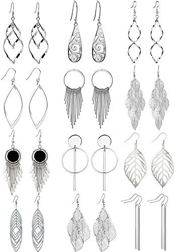 12 Pairs Drop Dangle Earrings boho Fashion Jewelry Vintage Statement Boho Bohemian Earrings Set for Women Girls
