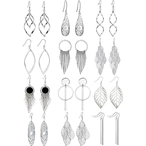 12 Pairs Boho Drop Dangle Earrings Set for Women Cover