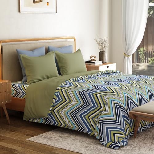 Image of Mytrident Bedsheet for Double Bed King Size |108 inch x 108 inch | Wave Blues